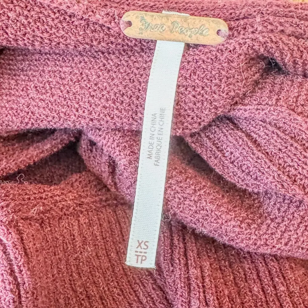 Free People Maroon Criss Cross Lightweight Tunic Sweater, Women's Size X-Small